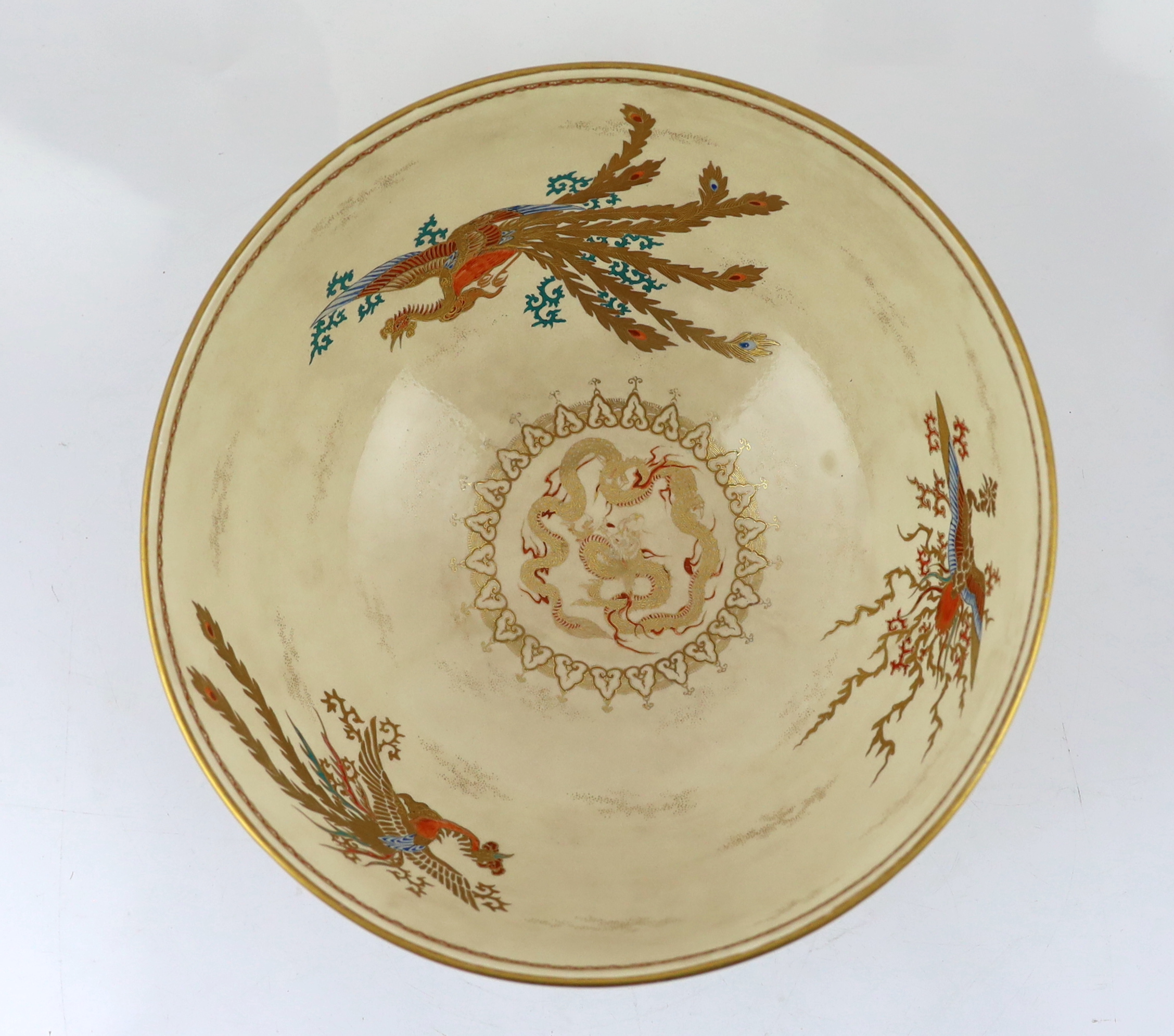 A large Japanese Satsuma bowl by Taizan, Meiji period